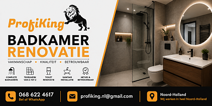 Professionele badkamer renovatie, tegelwerk, toilet renovatie en complete afwerking in Nederland.  📞 0686224617 📧 profiking.nl@gmail.com