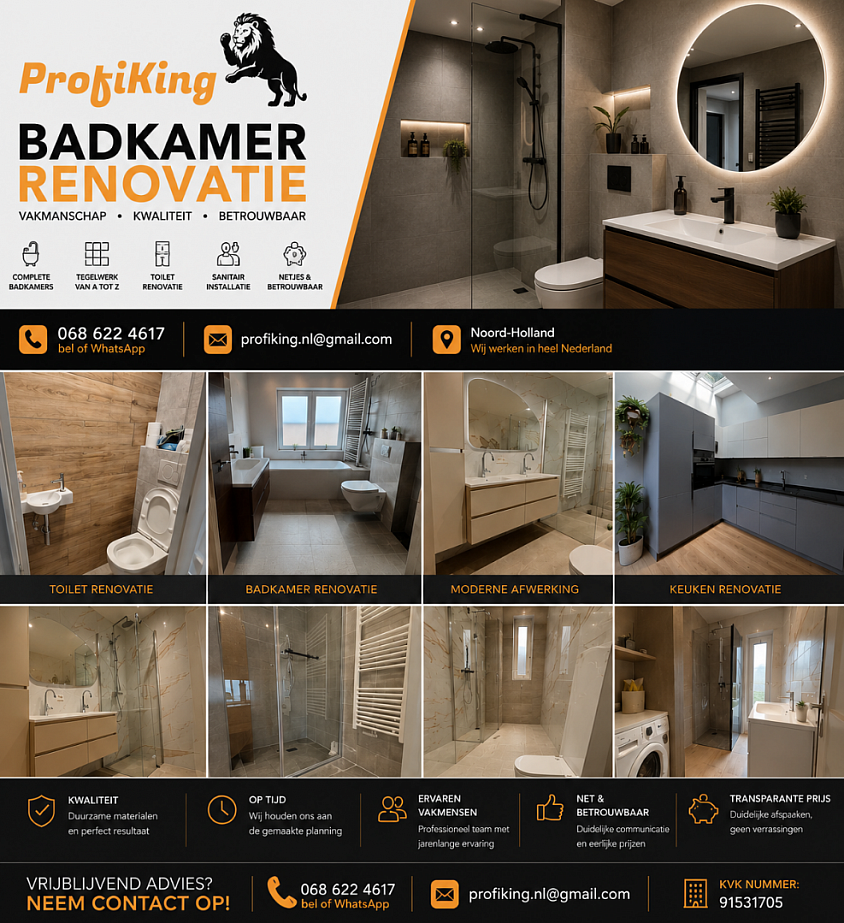 Professionele badkamer en keuken renovatie met moderne afwerking in Nederland.
